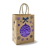 Christmas Theme Blue Printed Kraft Paper Tote Bags with Handles ABAG-B006-04A-2