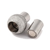 304 Stainless Steel Textured Magnetic Clasps with Glue-in Ends STAS-G008-1-4