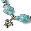 Starfish & Tortoise Synthetic Turquoise Beaded Stretch Bracelets & Dangle Earrings Kits SJEW-JS01311-02-3