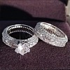 2Pcs Alloy with Crystal Rhinestone Finger Rings for Couple FS-WG6A3A8-04-2