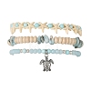 3Pcs 3 Styles Dyed Natural Howlite & Petrified Wood & Larimar & Synthetic Turquoise Stretch Bead Bracelet Sets BJEW-JB14430-3