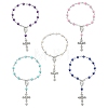 Acrylic Round with Cross Pattern Beaded Charm Bracelets for Women BJEW-JB11347-2