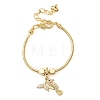 Sea Horse Brass Micro Pave Clear Cubic Zirconia Charm Bracelets BJEW-H640-05B-G-4
