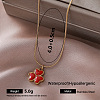 Vintage 304 Stainless Steel Red Enamel Pendant Round Snake Chain Necklaces for Women DT5714-6-1