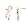 Brass Micro Pave Clear Cubic Zirconia Stud Earring Findings KK-S364-133-4