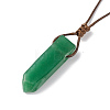Natural Green Aventurine Nugget Pendant Necklace with Waxed Cord for Women NJEW-F306-01A-3