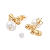 304 Stainless Steel Clear Cubic Zirconia ABS pearl Stud Earrings EJEW-S226-13G-3