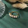 Round Natural Pearl Adjustable Rings RJEW-P113-04G-4