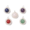 Copper Wire Wrapped Natural Amethyst & Green Aventurine & Rose Quartz & Lapis Lazuli & Carnelian Round Pendants PALLOY-JF04687-02-1