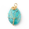 Natural & Synthetic Gemstone Wire Wrapped Pendants PALLOY-JF00744-3