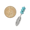2Pcs 2 Colors Dyed Synthetic Turquoise Rondelle Beaded Pendants PALLOY-JF04682-2