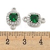 Brass Pave Clear & Green Cubic Zirconia Connector Charms KK-P275-47P-3