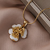 3Pcs Stainless Steel Enamel White Flower Pendant Round Snake Chain Necklaces for Women OT9180-2-3