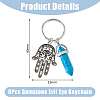 6Pcs 6 Style Alloy Hamsa Hand/Hand of Miriam Pendant Keychain AJEW-DC0001-35-2