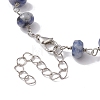 Natural Blue Spot Jasper Rondelle Beads Link Bracelets for Women BJEW-JB10262-03-4