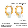 304 Stainless Steel Hoop Earrings with Opalite Stone VR4605-5-1