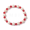 Natural Fossil & Dyed Malaysia Jade Round Beaded Stretch Bracelets for Women BJEW-JB10824-1