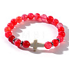 Natural Red Agate Beaded Stretch Bracelets QL8624-5-1