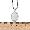 304 Stainless Steel Micro Pave Clear Cubic Zirconia Oval Pendant Box Chain Necklaces for Men NJEW-S387-02P-5