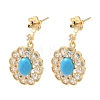 Brass Pave Cubic Zirconia Stud Earring Findings KK-C172-12G-1
