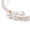 Natural Rose Quartz Beaded Cuff Bangles BJEW-JB13326-03-3