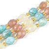 Natural Lemon Quartz & Flower Amazonite & Sunstone Beads Strands G-N358-04A-08-2