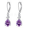 Brass Cubic Zirconia Dangle Earrings FS-WG32116-09-1
