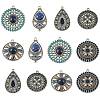 6Pcs 6 Styles Bohemian Alloy with Dyed Natural Gemstone Pendants and Alloy Enamel Pendants FIND-CJ0005-90-1