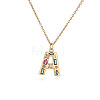 Brass Pave Colorful Cubic Zirconia Initial Pendant Necklaces for Women FS-WG02860-01-1