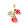 Glass Seed Beaded Berries & Leaf Pendants PALLOY-MZ01114-01-1