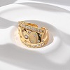 Brass Micro Pave Clear Cubic Zirconia Cuff Rings for Women RJEW-U041-07G-2