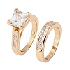 Brass Micro Pave Cubic Zirconia Finger Rings CU-Z001-02G-02-2