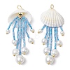 Glass Seed Beaded Jellyfish Pendants PALLOY-MZ00571-2