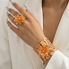 Flower Zinc Alloy Cuff Bangles & Rings Sets for Women WG9AF22-02-2