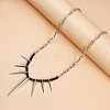 Punk Alloy Thorn Glass Beaded Choker Necklaces for Women WGE9FD8-01-4