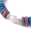 Dyed Natural Lava Rock & Pearl Beaded Stretch Bracelet BJEW-JB09724-4