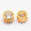 Brass Micro Pave Cubic Zirconia Beads ZIRC-P017-09G-NR-1