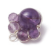 4Pcs 4 Styles Copper Wire Wrapped Natural & Synthetic Mixed Gemstone Faceted Beaded Pendants PALLOY-TA00168-02-5