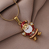 304 Stainless Steel Enamel Red Christmas Santa Claus Pendant Necklace for Women ZM1589-1