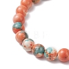 Dyed Synthetic Ocean White Jade & Turquoise Beaded Stretch Bracelets for Men Women BJEW-JB12372-03-4