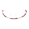 Faceted Round Natural Tourmaline and Pearl Beaded Necklaces NJEW-JN06409-02-4