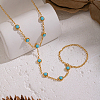 304 Stainless Steel Pave Synthetic Turquoise Link Ring Bracelets VX6527-5