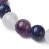 Round Natural Lapis Lazuli Beads Stretch Bracelets for Women BJEW-TA00568-03-4