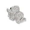 Brass Micro Pave Clear Cubic Zirconia Elephant Spacer Bars KK-K428-09P-2