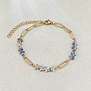Natural Blue Spot Jasper Star Beaded Bracelets with 304 Stainless Steel Paperclip Chains WGC91F5-01-1