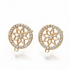Brass Micro Pave Clear Cubic Zirconia Stud Earring Findings X-KK-T051-49G-NF-1