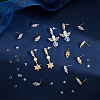 8 Pairs 2 Color Flower Shape Brass Cubic Zirconia Stud Earring Findings KK-CN0003-21-4