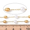 304 Stainless Steel Barrel Bead & ABS Plastic Pearl Round Bead Cable Chains CHS-G048-02G-2