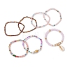 Bohemian Resin & Alloy & Glass Beads & Shell & Plastic Pearls Beaded Stretch Bracelets BJEW-Z169-01F-3