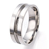 201 Stainless Steel Grooved Finger Ring Settings STAS-WH0039-12H-P-2